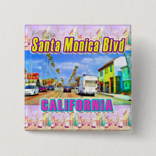 Macaron Carré 5 Cm Bouton "Santa Monica Blvd 1"