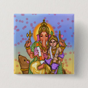 Macaron Carré 5 Cm Bouton Seigneur Ganesha