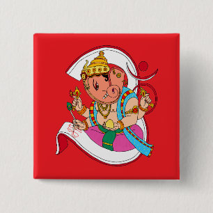 Macaron Carré 5 Cm Bouton Seigneur Ganesha