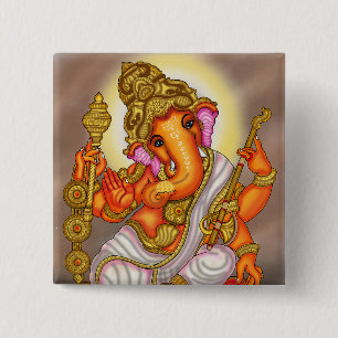 Macaron Carré 5 Cm Bouton Seigneur Ganesha