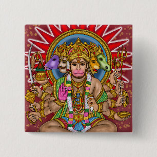 Macaron Carré 5 Cm Bouton Seigneur Hanuman