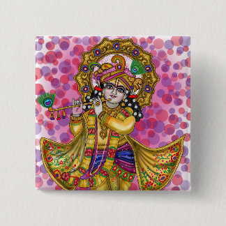 Macaron Carré 5 Cm Bouton Seigneur Krishna