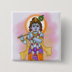Macaron Carré 5 Cm Bouton Seigneur Krishna
