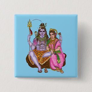 Macaron Carré 5 Cm Bouton Shiva Parvati