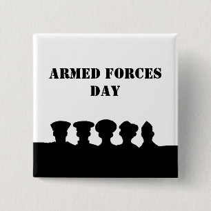 Macaron Carré 5 Cm Bouton Silhouettes des Forces Armées