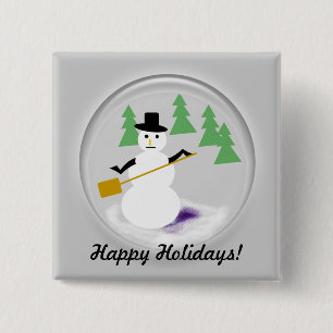 Macaron Carré 5 Cm Bouton - Snowglobe