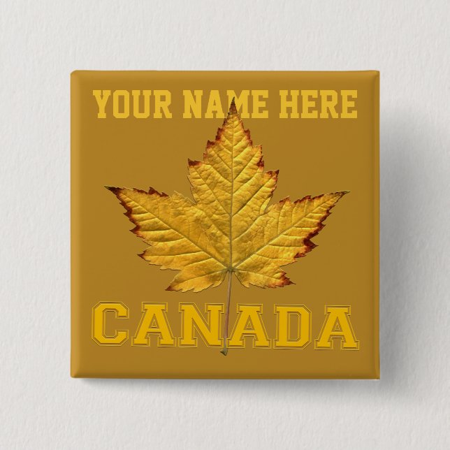 Macaron Carré 5 Cm Bouton souvenir du Canada Varsity Boutons du Canad (Devant)