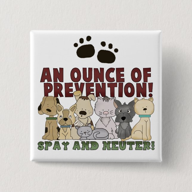 Macaron Carré 5 Cm Bouton Spay and Neuter Your Pets (Devant)