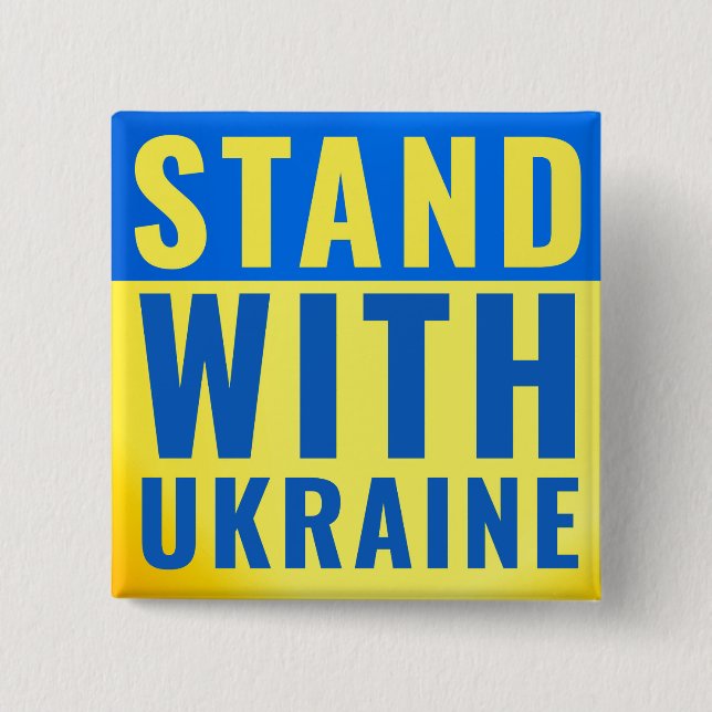 Macaron Carré 5 Cm Bouton Stand with Ukraine (Devant)