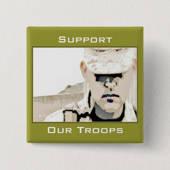 Macaron Carré 5 Cm Bouton Support Our Troops (Devant)