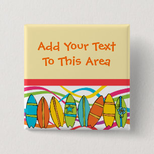 Macaron Carré 5 Cm Bouton Surfboards personnalisés
