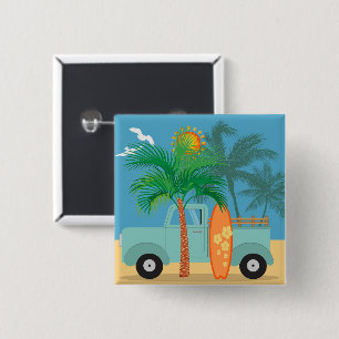 Macaron Carré 5 Cm Bouton Surfer