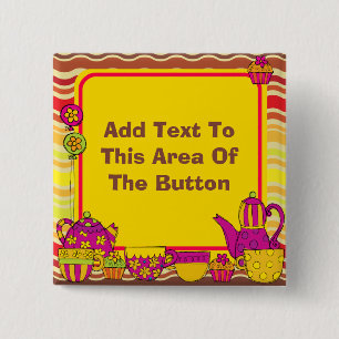 Macaron Carré 5 Cm Bouton Tea Party customisé