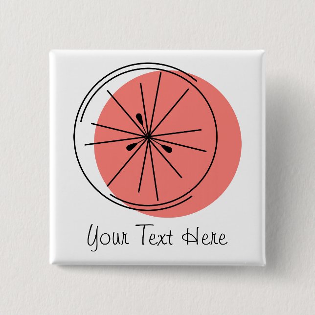 Macaron Carré 5 Cm Bouton Texte rose Citrus (Devant)