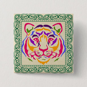 Macaron Carré 5 Cm Bouton Tiger