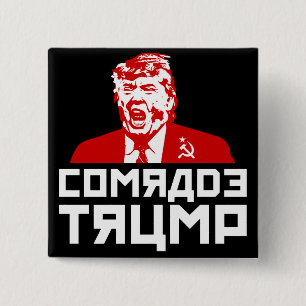 Macaron Carré 5 Cm Bouton Trump : "COMRADE TRUMP" (Noir)