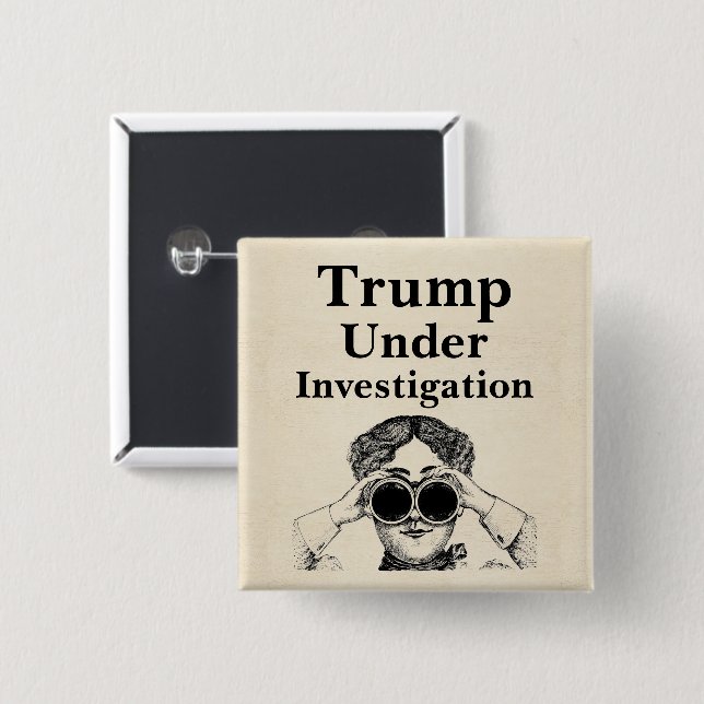 Macaron Carré 5 Cm Bouton Trump sous enquête (Devant & derrière)