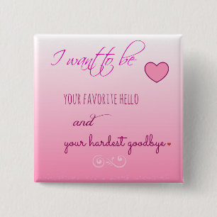 Macaron Carré 5 Cm Bouton Valentine "Favorites Hello"
