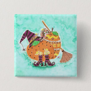 Macaron Carré 5 Cm Bouton vert de conception Halloween