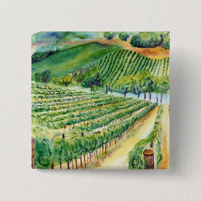 Macaron Carré 5 Cm Bouton Vignoble de Californie (Devant)