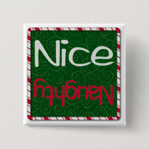 Macaron Carré 5 Cm Bouton vilain ou intéressant de Noël de liste