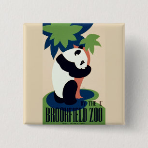 Macaron Carré 5 Cm Bouton vintage "Brookfield Zoo"