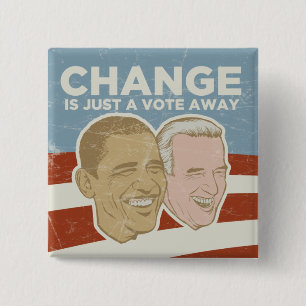 Macaron Carré 5 Cm Bouton vintage de campagne d'Obama