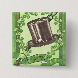 Macaron Carré 5 Cm Bouton vintage du jour de St Patrick d'Irlandais