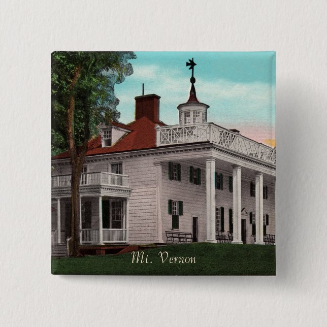 Macaron Carré 5 Cm Bouton Vintage Mt. Vernon (Devant)