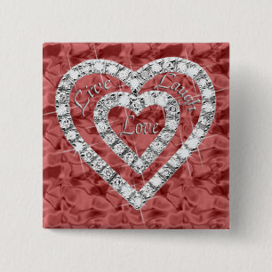 Macaron Carré 5 Cm Bouton vivant de coeur de diamant d'amour de rire