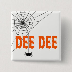 Macaron Carré 5 Cm Bouton Web Dee Dee Orange Driving Font Spider