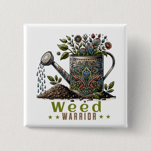 Macaron Carré 5 Cm Bouton Weed Warrior