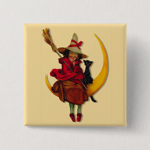 Macaron Carré 5 Cm Bouton Witchy Woman