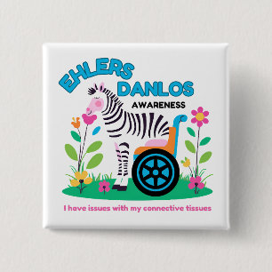 Macaron Carré 5 Cm Bouton Zèbre de sensibilisation EDS