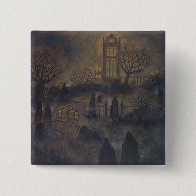 Macaron Carré 5 Cm Bouton Zombies (Devant)