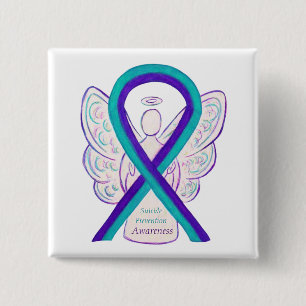 Macaron Carré 5 Cm Boutons Angel de ruban de sensibilisation à la pré