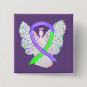 Macaron Carré 5 Cm Boutons d'angle violet et citron vert
