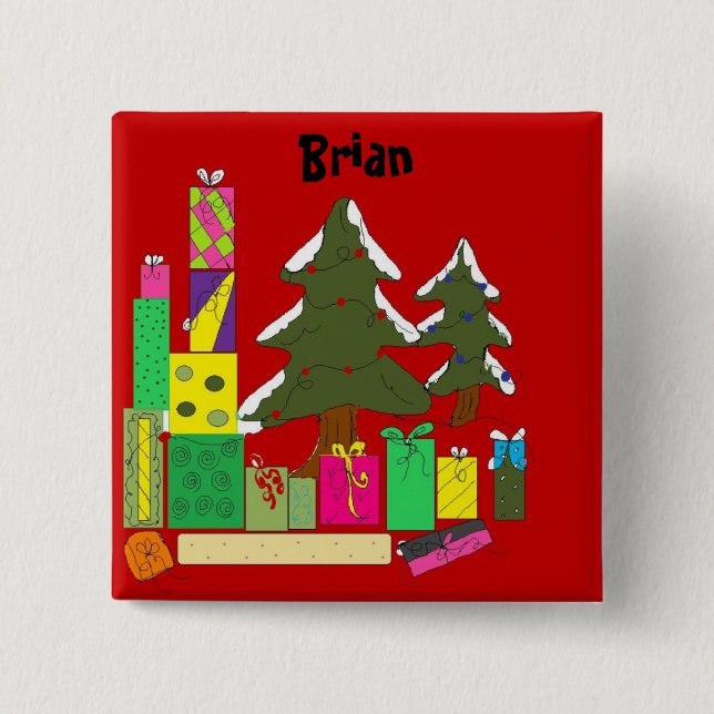 Macaron Carré 5 Cm Boutons de balise de nom (Devant)