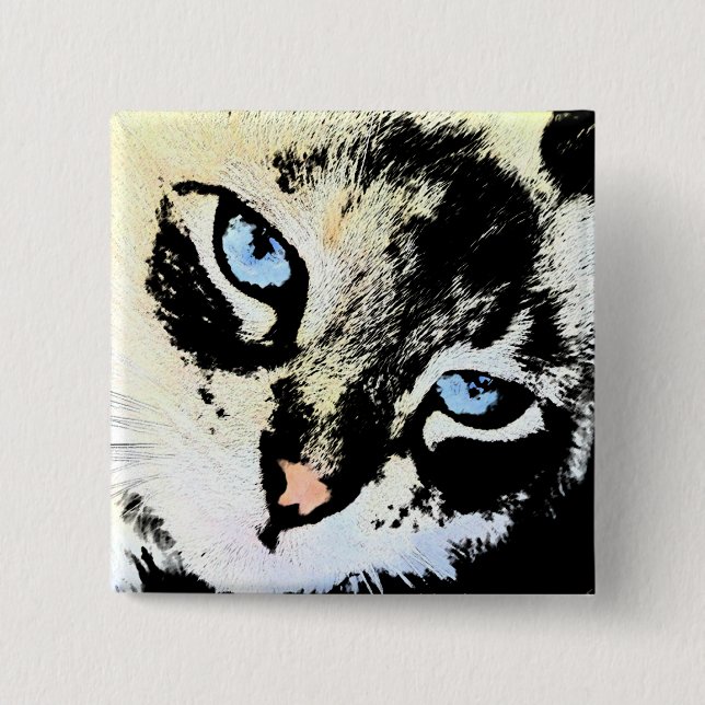 Macaron Carré 5 Cm Boutons de chat d'encre (Devant)
