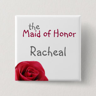 Macaron Carré 5 Cm Boutons de noce de rose rouge