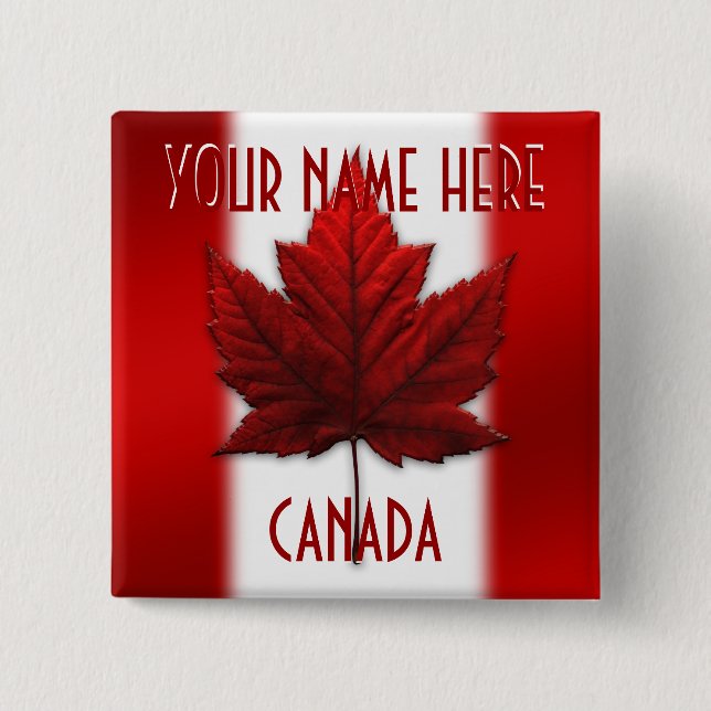 Macaron Carré 5 Cm Boutons du drapeau du Canada Souvenir personnalisé (Devant)