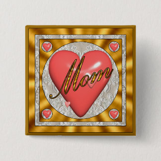 Macaron Carré 5 Cm Boutons d'un coeur de mères