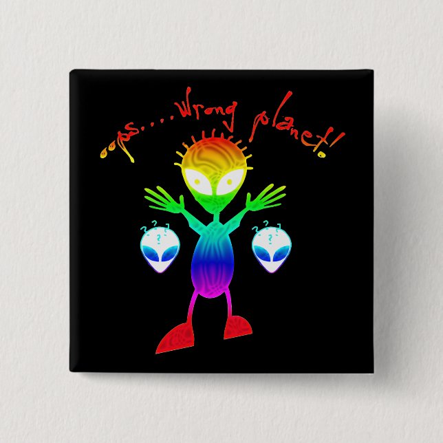 Macaron Carré 5 Cm Boutons faux d'alien de planète (Devant)