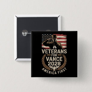 Macaron Carré 5 Cm Boutons JD VANCE PRÉSIDENT VÉTÉRANS 2028