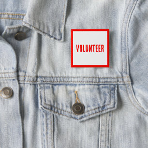 Macaron Carré 5 Cm Boutons Modernes Red&White Pour Bénévoles, Affaire