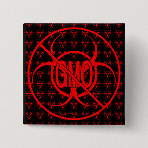 Macaron Carré 5 Cm Boutons OGM Avertissement Biodanger Boutons OGM Pi