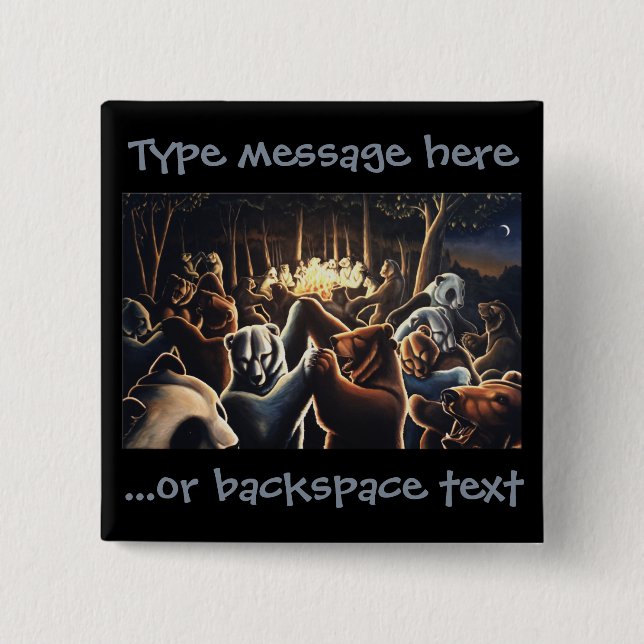 Macaron Carré 5 Cm Boutons Ours Danse Pin Party Bouton d'art animal (Devant)