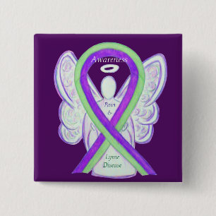 Macaron Carré 5 Cm Boutons ruban de sensibilisation à la maladie de L