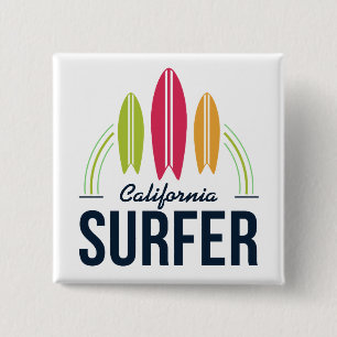 Macaron Carré 5 Cm Boutons Surf de l'emplacement personnalisé