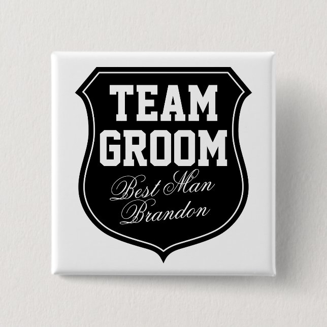 Macaron Carré 5 Cm Boutons Team Groom | Personnaliser pour la fête de (Devant)